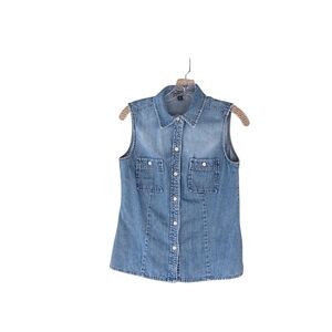 GAP Vintage Blue Denim Sleeveless Button Down Shirt Medium